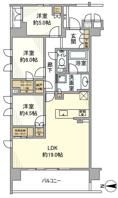 ウエリス世田谷砧 301号室 間取り