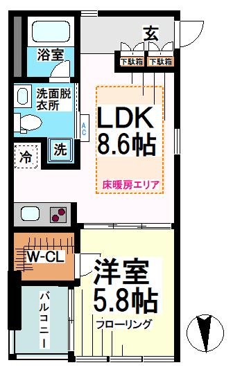 ガーデニエール砧WEST 144号室 間取り