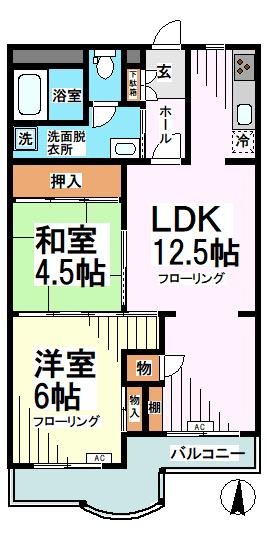 砧サンハイム 1F号室 間取り