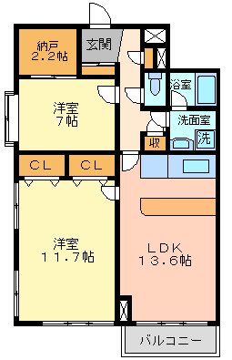 フレール宮の坂 402号室 間取り