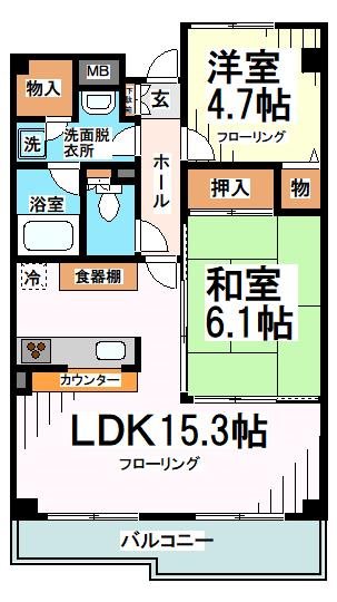 クーラムコート 102号室 間取り