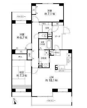 ティーズガーデン西寺尾　E棟 間取り図