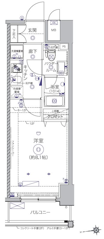 クレイシア秋葉原   603号室 間取り