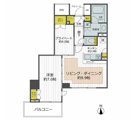 フォルム四谷外苑東 606号室 間取り