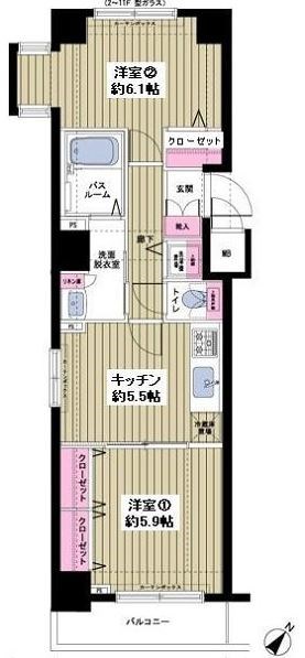 トーシンフェニックス日本橋蛎殻町    701号室 間取り