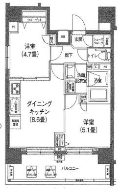 アイル秋葉原ノースドゥーエ  501号室 間取り