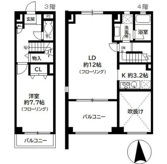 ヴィルヌーブ蔵前     302号室 間取り