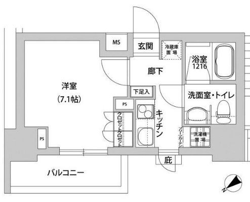 メトロステージ上野  1306号室 間取り