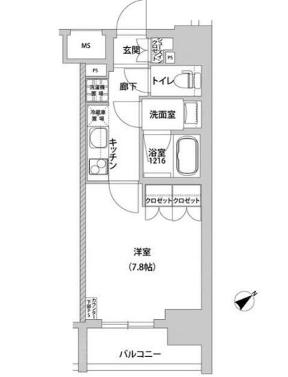 メトロステージ上野  609号室 間取り