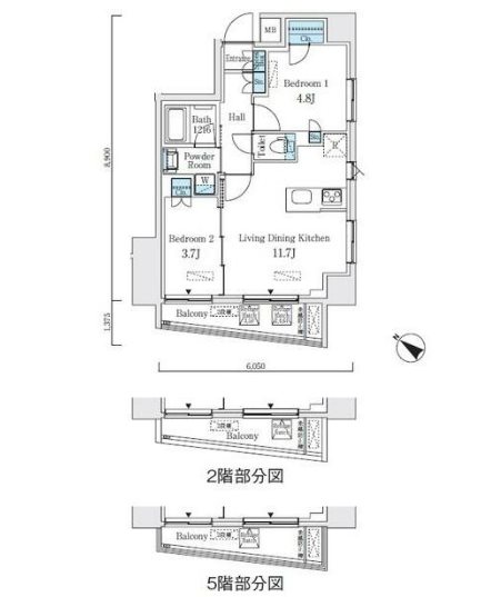 アジュールテラス日本橋浜町 301号室 間取り