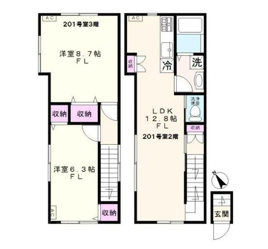 チャルテ湯島     201号室 間取り