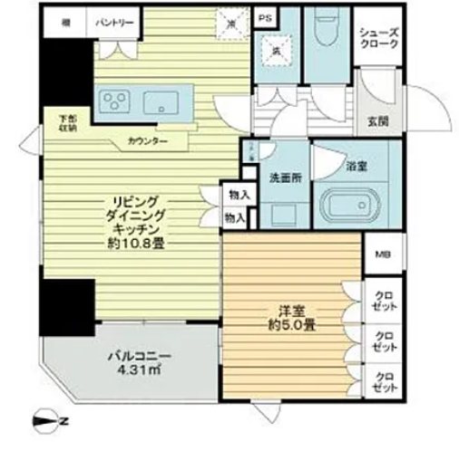 リストレジデンス蔵前    1104号室 間取り