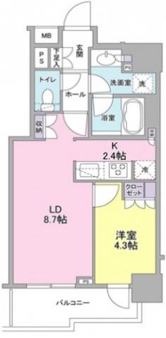 クオリア千代田御茶ノ水     708号室 間取り