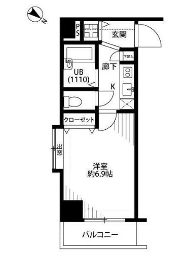プレールドゥーク水天宮Ⅱ   1104号室 間取り