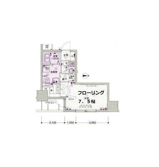 パークウェル神田EAST弐番館  1103号室 間取り