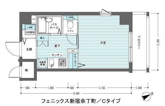 トーシンフェニックス新宿余丁町   602号室 間取り
