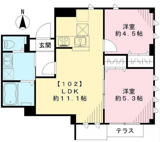 ビューノ本郷6丁目  102号室 間取り
