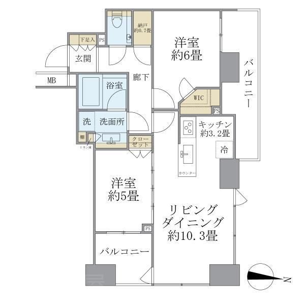 シティタワー上野池之端 1805号室 間取り