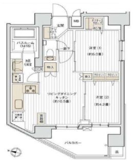 デュオヴェール飯田橋  603号室 間取り