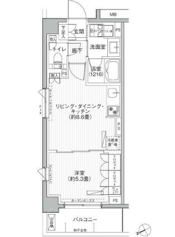メゾンカルム市谷仲之町    313号室 間取り