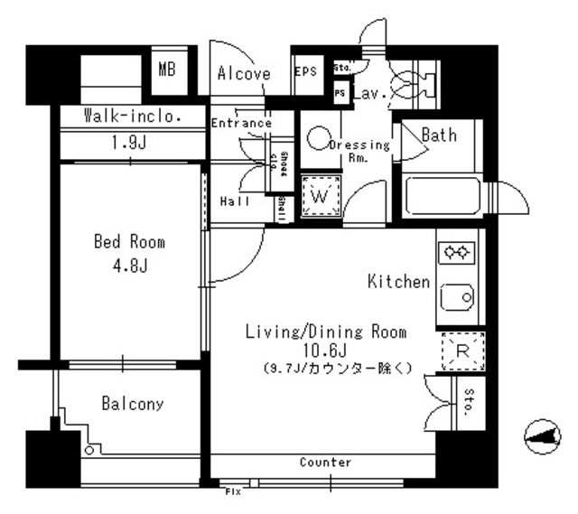 パークアクシス神楽坂ステージ  508号室 間取り
