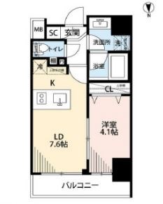 プレール・ドゥーク秋葉原Ⅲ   1001号室 間取り