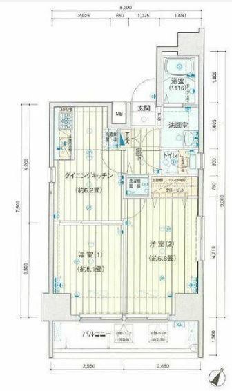 プレールドゥーク水天宮  1103号室 間取り