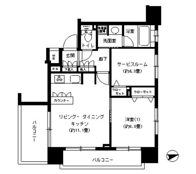 パークキューブ浅草田原町  1201号室 間取り