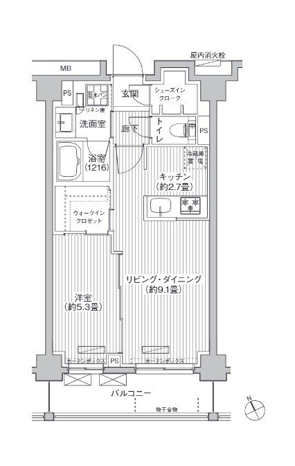 メゾンカルム市谷仲之町       107号室 間取り