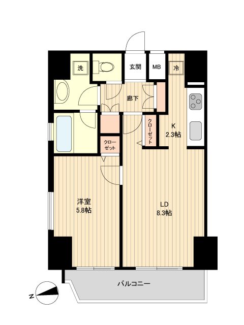 ラクラス新御徒町       801号室 間取り