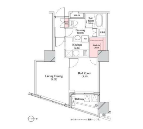 パークキューブ八丁堀       406号室 間取り