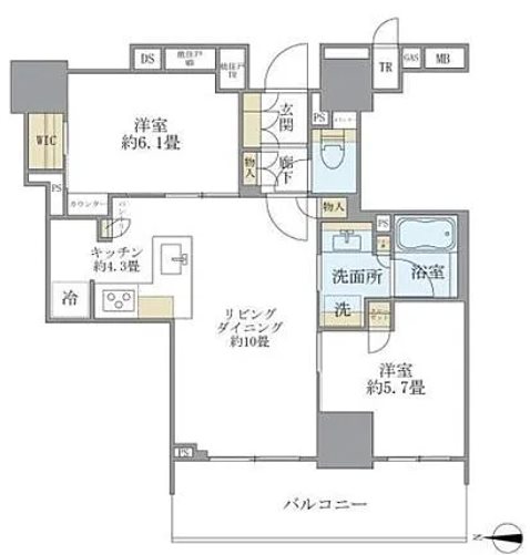 ブリリアタワー上野池之端  502号室 間取り
