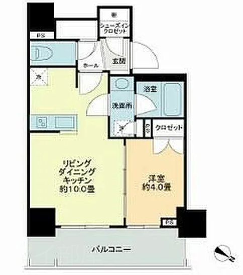 ライオンズ千代田岩本町ミレスーKDA     1302号室 間取り
