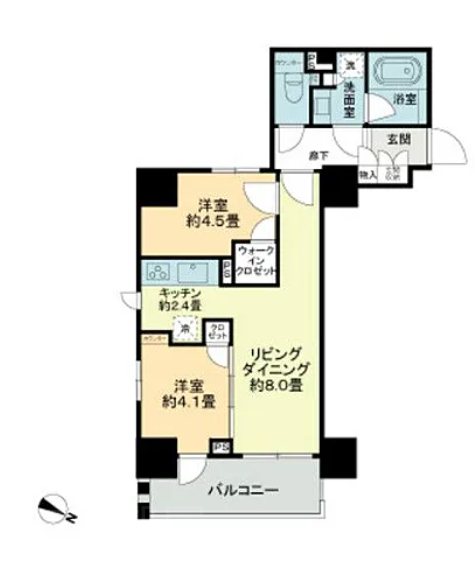 ライオンズ千代田岩本町ミレスーKDA     901号室 間取り