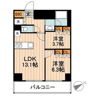 ヒューリック浅草橋江戸通    1206号室 間取り