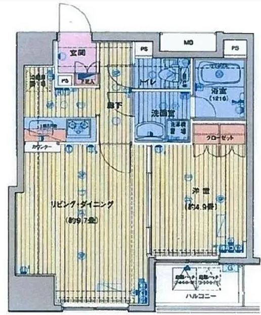 プレールドゥーク八丁堀      703号室 間取り