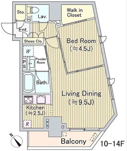 オリゼー茅場町       1302号室 間取り