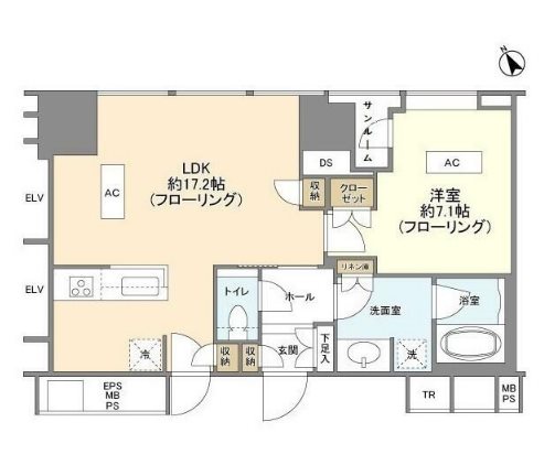 ワテラスタワーレジデンス   3901号室 間取り