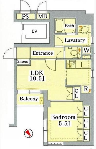 グランヴァン水天宮Ⅱ       401号室 間取り
