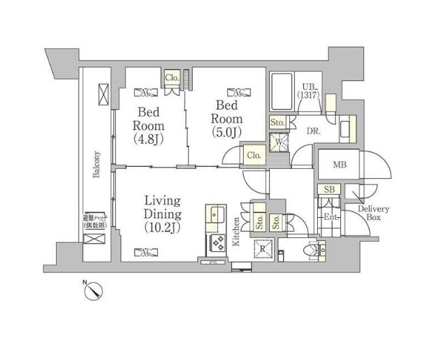 メゾンカルム日本橋馬喰町   1401号室 間取り