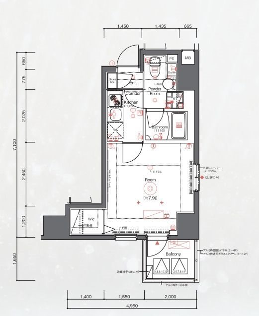 シーネクスプレミアアサクサバシ  1103号室 間取り