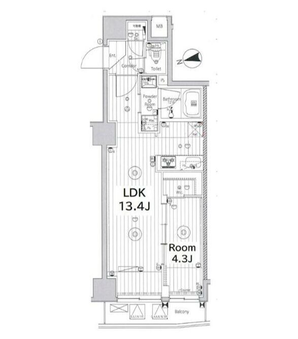 メイクス上野  602号室 間取り