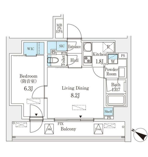 フィシオ飯田橋 401号室 間取り