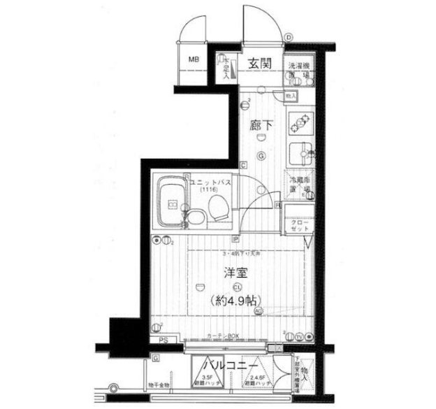 メインステージ御茶ノ水     104号室 間取り