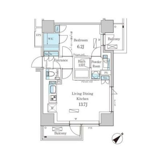 パークアクシス飯田橋レジデンス 801号室 間取り