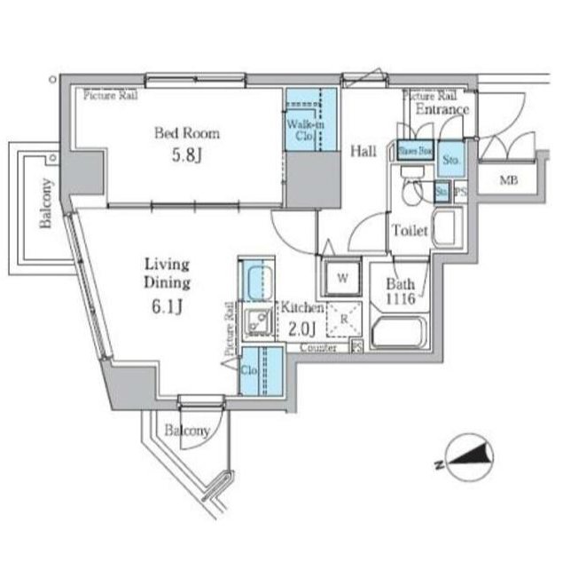 パークアクシス御徒町  204号室 間取り
