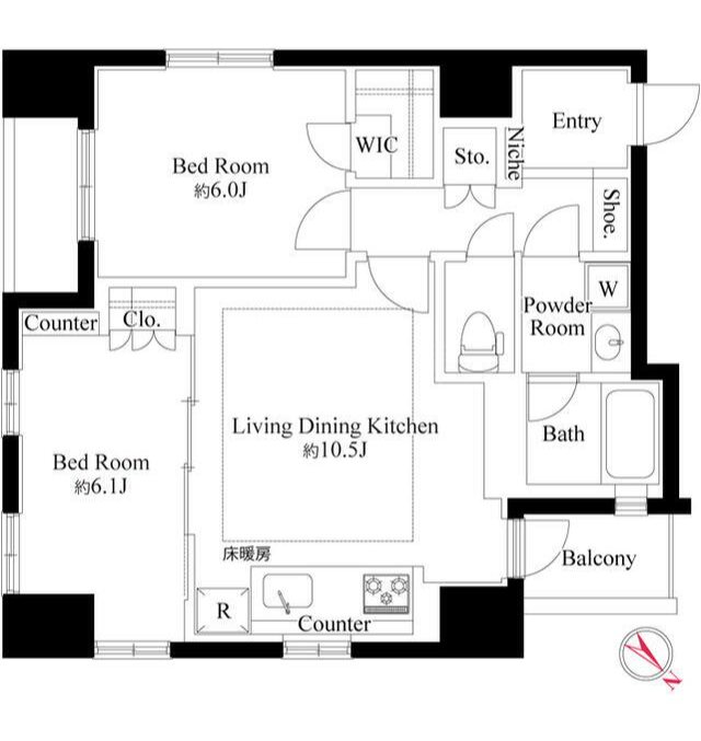 グランスイート銀座レスティモナーク 408号室 間取り