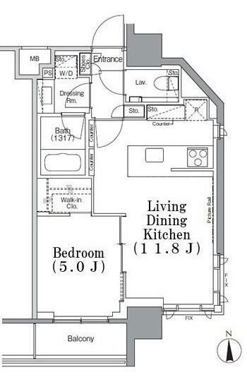 パークハビオ飯田橋  208号室 間取り