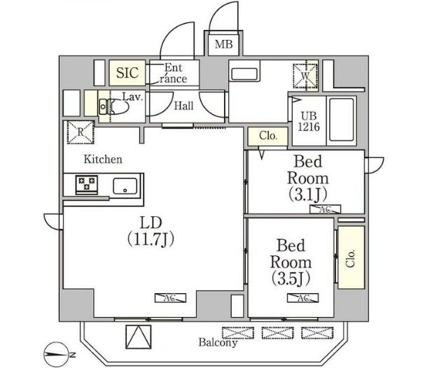 グランジット文京湯島    1101号室 間取り