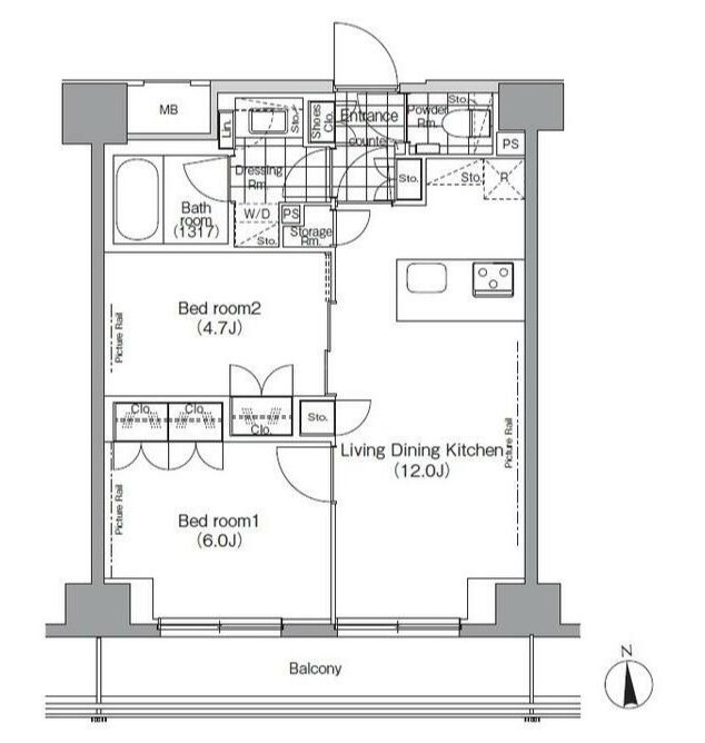 パークハビオ秋葉原  807号室 間取り